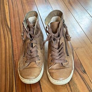 Brown High-Top Sneakers with Zipper